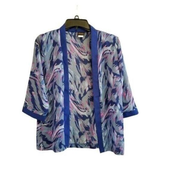 Salon Studio Womens Sz SP Blue Pink Geometric Long Sleeve Cardigan - Picture 8 of 9